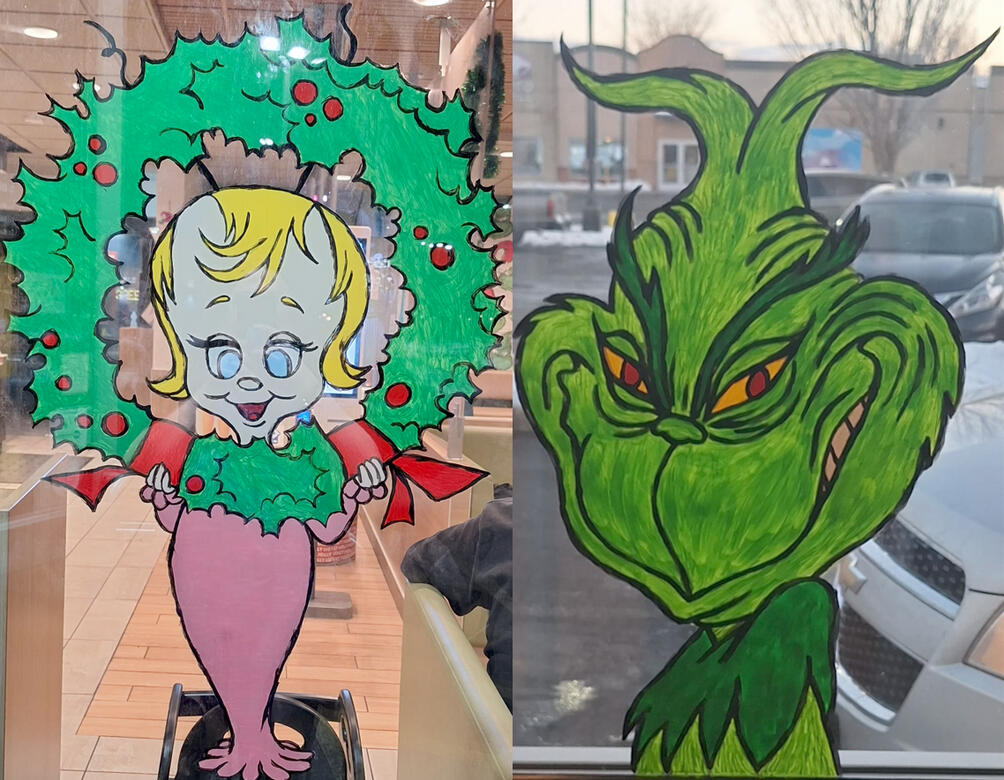 Grinch Holiday Window Paintings